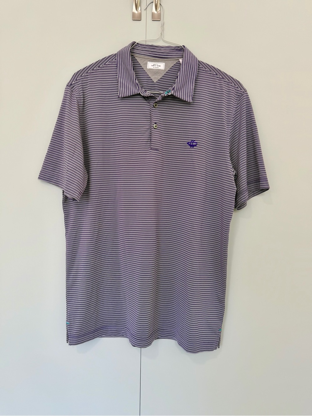 ADI PURE by ADIDAS Men’s Purple and Gray Short Sleeve Performance Golf Polio